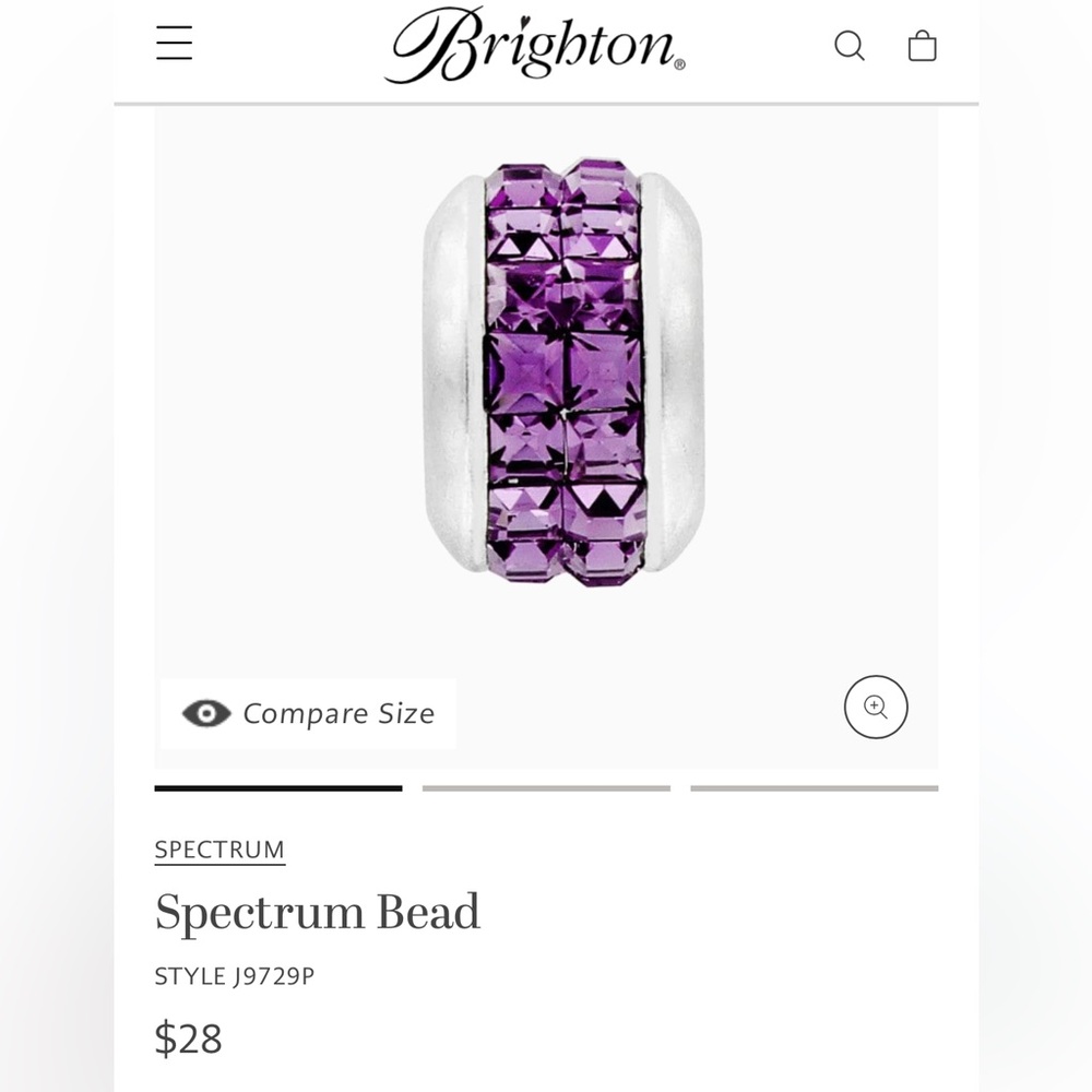 Brighton Spectrum Bead in Amethyst with Square dark purple crystals Silver edges - Picture 6 of 9
